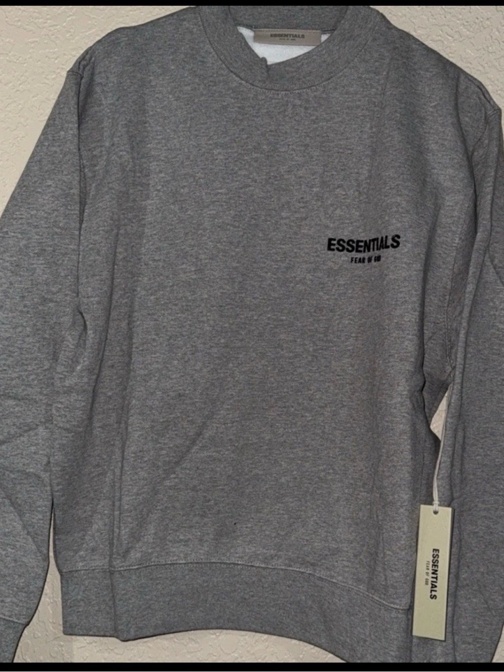 Essentials Gray Crewneck Sweatshirt with Black Logo